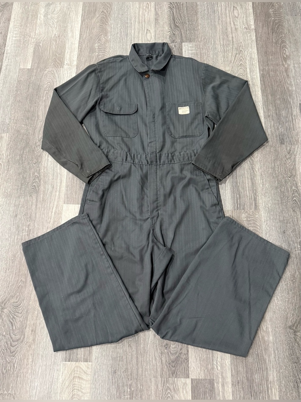 BIG MAC Vintage Men’s Gray Herringbone Cotton Mechanic Coveralls Jumpsuit